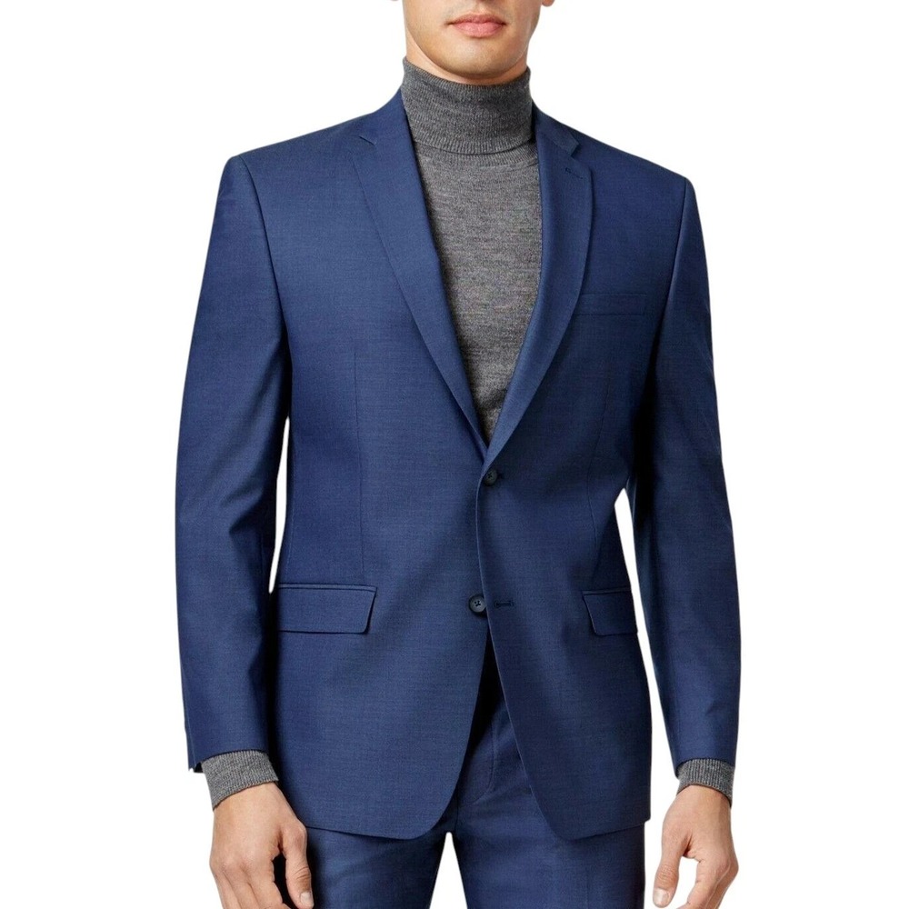 Marc New York Mens Slim fit Jacket Suit Blazer 40L Blue Solid